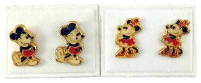 Mini-Anstecker Micky (2x) und Minnie (2x)