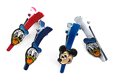 4 Metallklammern Micky Maus / Donald Duck