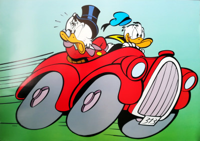 Poster Scrooge and Donald driving the 313