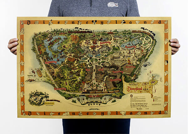 Disneyland Map. Poster (Kraft Paper) 72x48cm
