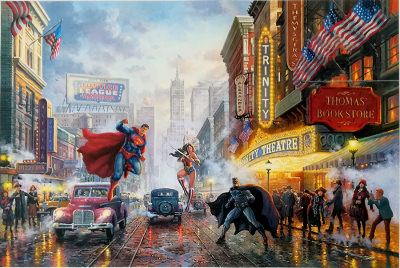 Batman, Superman, and Wonder Woman: The Trinity I THOMAS KINKADE / Canvas Print 30x20cm/12x8