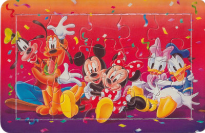 Puzzle-Postkarte Micky und Freunde Party