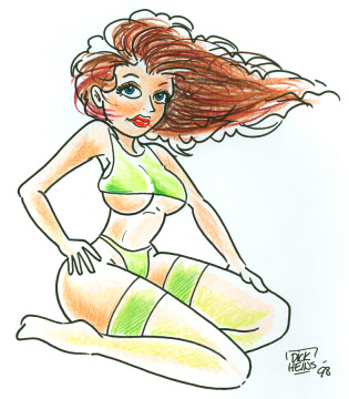 Dick Heins: Original drawing Pin-up girl