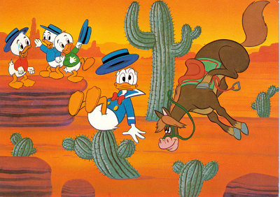 Postkarte Unsanfte Landung / Donald & Tick, Trick und Track