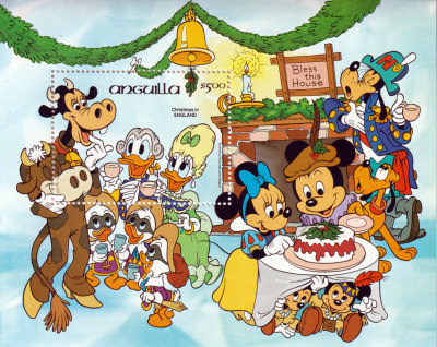 Briefmarkenblock Disney Christmas in England / Anguilla 1984