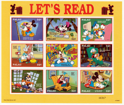 Briefmarken Disney Lets Read. Kleinbogen / Palau 1997