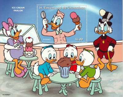 Briefmarkenblock Disney Berufe “Ice Cream Parlour” / St. Vincent and the Grenadines 1996