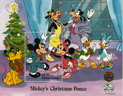 Stamp block Disney Mickeys Christmas Dance / Sierra Leone 1988