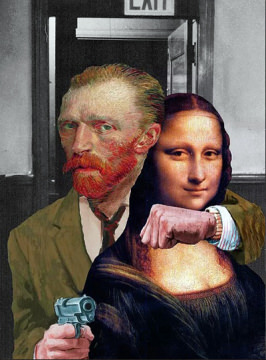 Die Entführung der Mona Lisa durch Van Gogh / Canvas-Druck 30x40cm