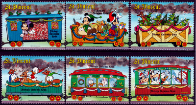 Stamp subset Mickeys Christmas Train 6 values / St. Vincent 1988