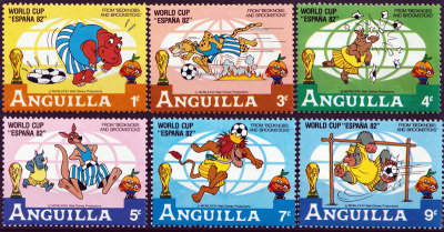 Briefmarkenteilsatz World Cup España 82 – From ‘Bedknobs and Broomsticks 6 Werte / Anguilla 1982