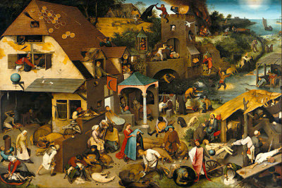 Pieter Breughel d. Ält.: Die niederländischen Sprichwörter Canvas-Druck (163x117cm)