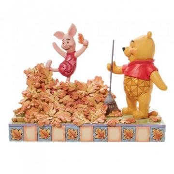 Jumping into Fall - Piglet and Pooh Autum Leaves (DISNEY TRADITIONS) Figurine