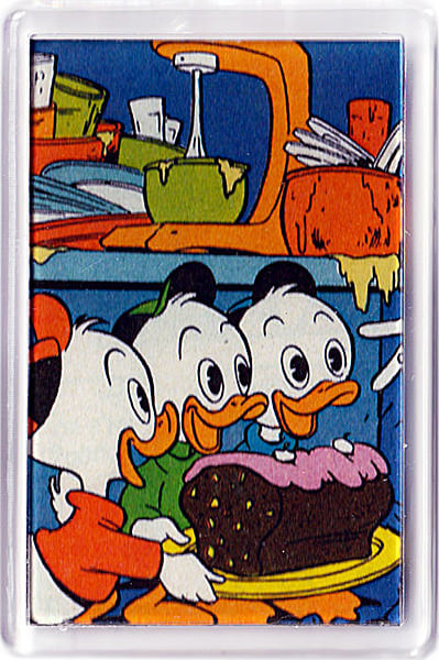 Fridge magnet Huey, Dewey and Louie with cake