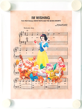 Snow White and the 7 Dwarfs on sheet music Im Wishing / Canvas Print 21x30cm