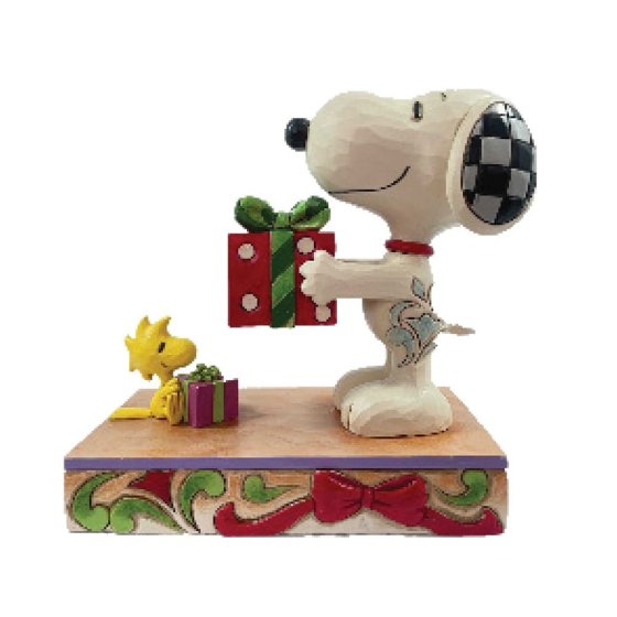 Snoopy and Woodstock Giving Gifts Christmas Exchang (PEANUTS BY JIM SHORE) Figurine