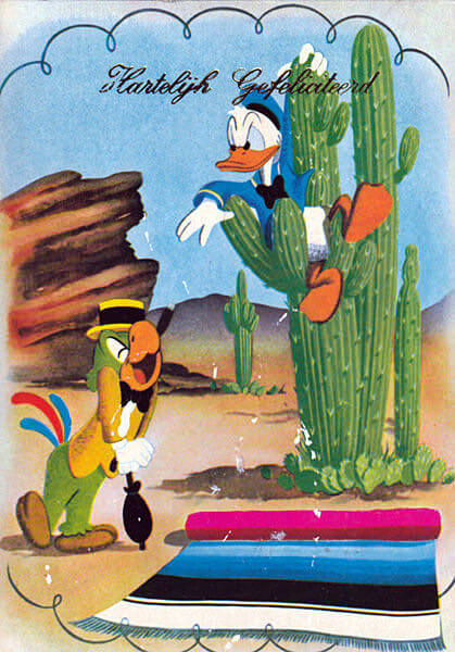 Postcard Hartelijk Gefeliciteerd / Donald Duck, Joe Carioca