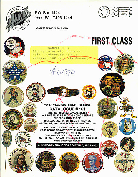 Hakes Americana & Collectibles Catalogue # 161 (2000)
