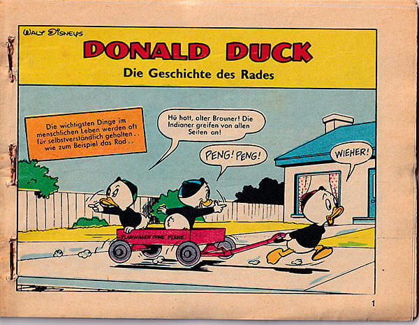 Micky Maus insert strips Donald Duck - Die Geschichte des Rades. 16 strips, complete (Grade: 2-)