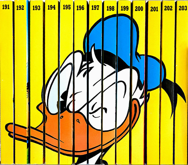 13 Bände Lustiges Taschenbuch / Nr. 191-203 mit komplettem Rückenbild Donald Duck augenzwinkernd (Z: 0-1)