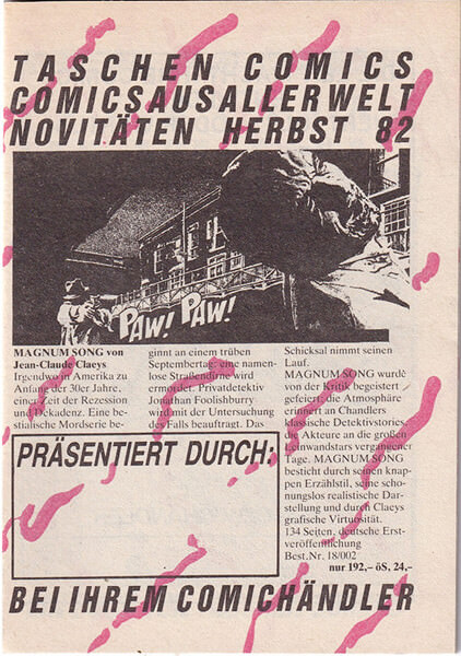 Verlagsprogramme Taschen Comics: Novitäten Herbst 82 / Weihnachten 82