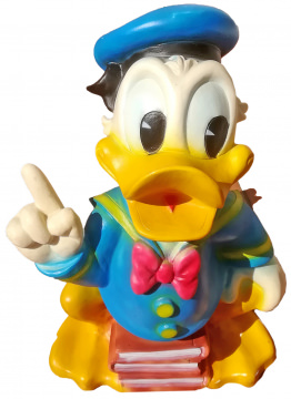 Lampe Donald Duck auf Bücherstapel