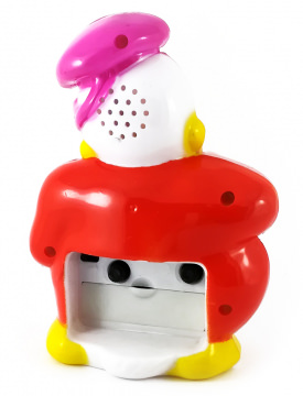 Alarm clock Donald Duck with purple cap on helm