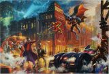 The Dark Knight Saves Gotham City THOMAS KINKADE Canvas-Druck 46x30cm/18x12"