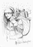 Wittek: "Christmas Woman with Helper" Christmas drawing
