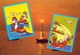 Postkarte "Gruß vom Wasser" mit Backenhörnchen und den Ducks