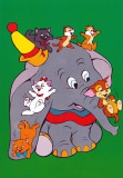 Postcard "Dumbo with Aristocats and Chp ‘n' Dale"
