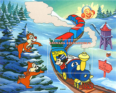 Disney Stamp Block "Christmas Train" / Grenada Grenadines 1998