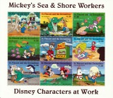 Briefmarkenblock Disney Characters at Work "Mickey's Sea & Shore Workers" / St. Vincent and the Grenadines 1996