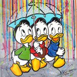 Tick, Trick & Track - Color Rain / Canvas-Druck 40x40cm