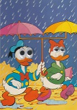 Postcard with wiggle eyes Donald and Daisy "Double Umbrella" (Daisy:eyelashes)