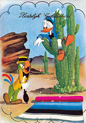 Postcard "Hartelijk Gefeliciteerd" / Donald Duck, Joe Carioca