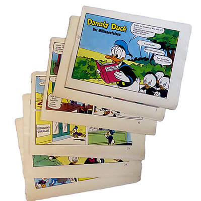 Micky Maus insert strips "Donald Duck - Der Millionenfelsen". 10 strips, complete (Grade: 2+)