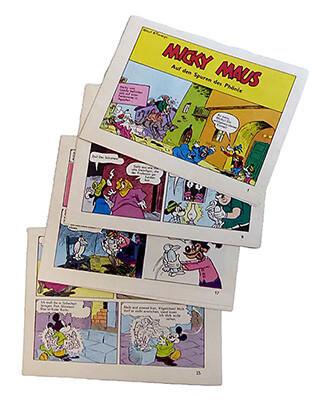Micky Maus insert strips "Micky Maus - Auf den Spuren des Phönix". 8 strips, complete (Grade: 1-2)