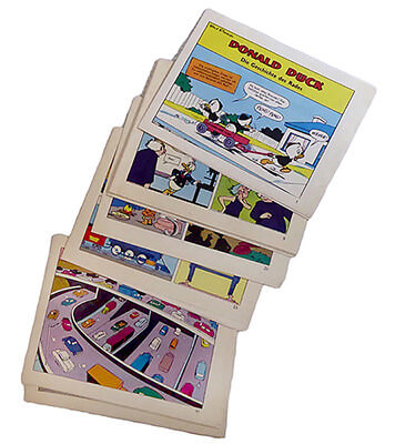 Micky Maus insert strips "Donald Duck - Die Geschichte des Rades". 16 strips, complete (Grade: 1-2)