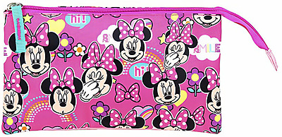 Flat pencil case Minnie 3 compartments