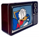 Blechdose in Fernseherform mit Donald Duck ("5 vor 12!")