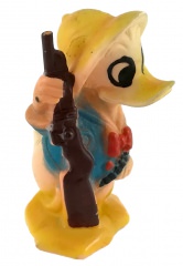 Donald Duck big game hunter with rifle squeaking figure