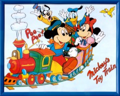 Picture Mickeys Toy Train with Frame 28x21cm