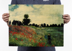 Claude Monet: Mohnfelder bei Argenteuil Poster (Kraftpapier) 47x36cm