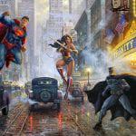 Batman, Superman, and Wonder Woman: The Trinity I THOMAS KINKADE / Canvas Print 30x20cm/12x8