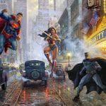 Batman, Superman, and Wonder Woman: The Trinity I THOMAS KINKADE Canvas-Druck 30x20cm/12x8