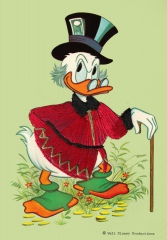 Stoffkleidung-Postkarte Dagobert Duck