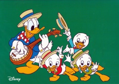Grußkarte mit Umschlag Donald und Neffen Tanzmusik