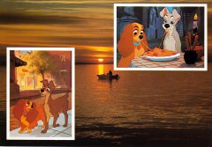 Postcard Greeting from the water with Lady and Tramp