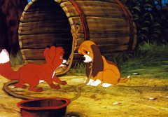 Postcard Tod and Copper (The Fox and the Hound)
